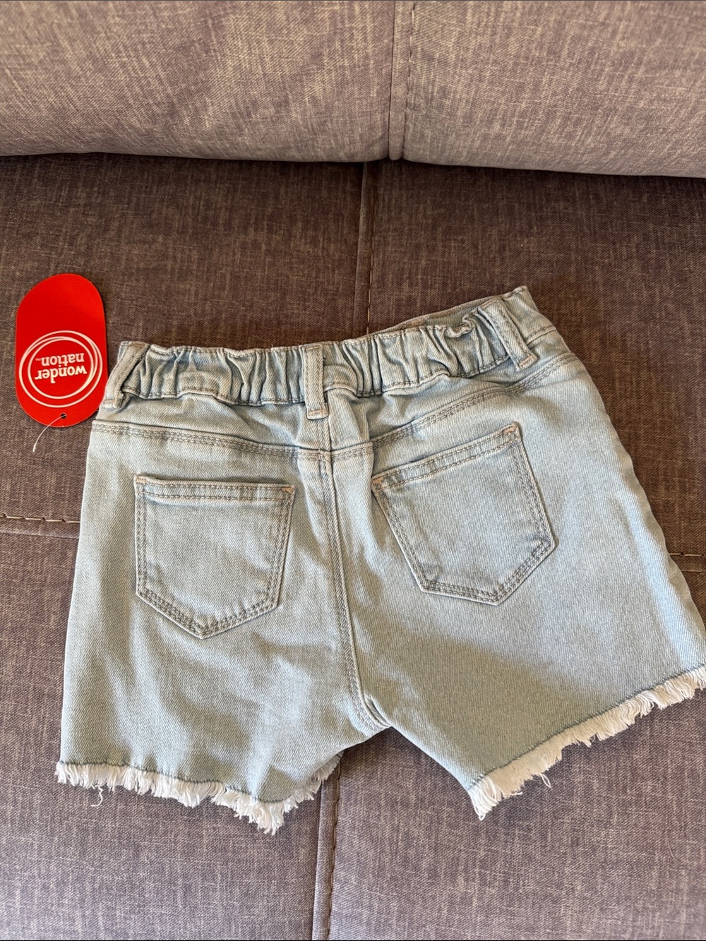 wonder nation Light Blue Denim Frayed Hem Shorts - Picture 2 of 4